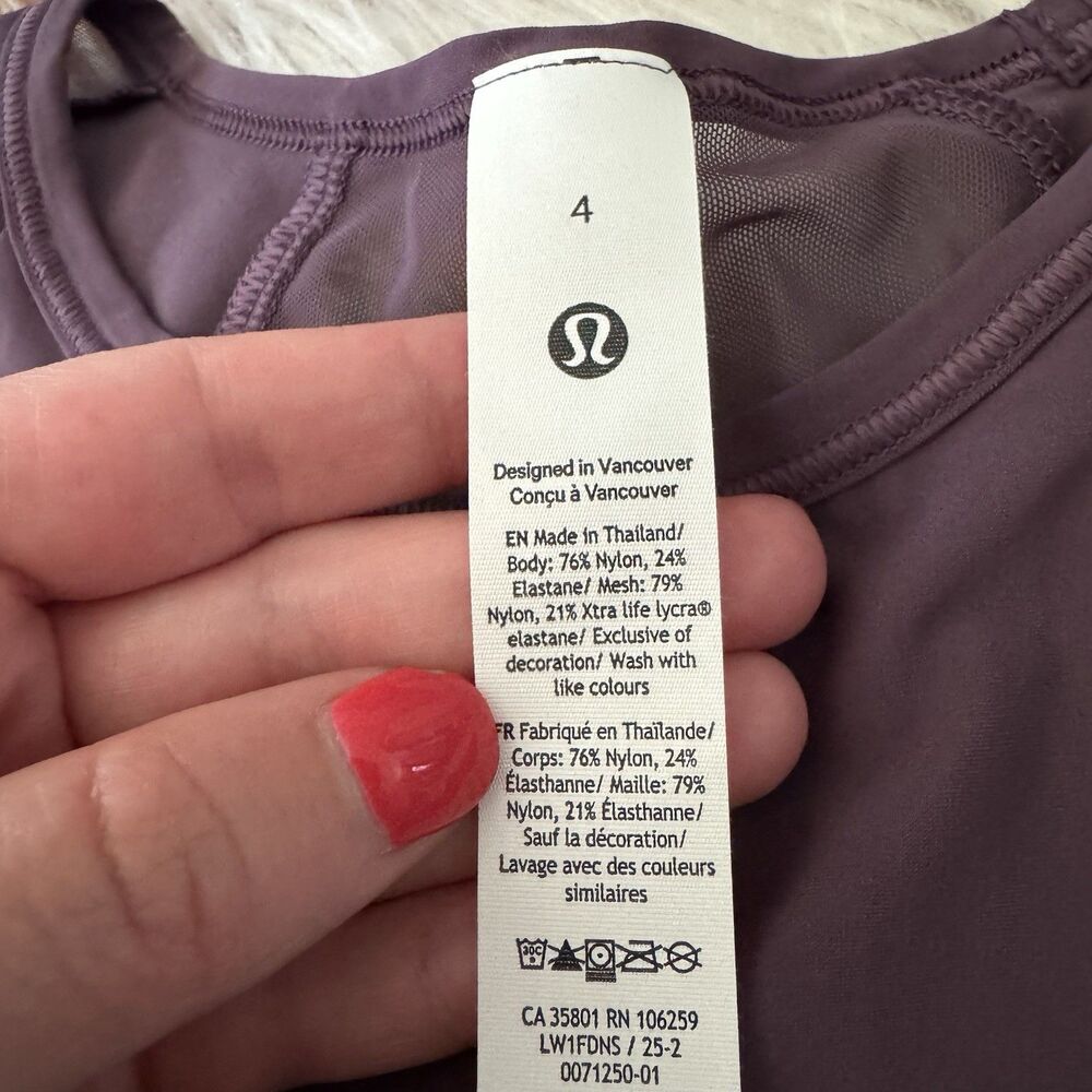 Lululemon Sculpt Cropped Tank Women’s Size 4 Flowy Grape Thistle Quick Dry NWT - Picture 6 of 11